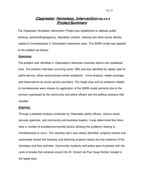 Clearwater Homeless Intervention Project