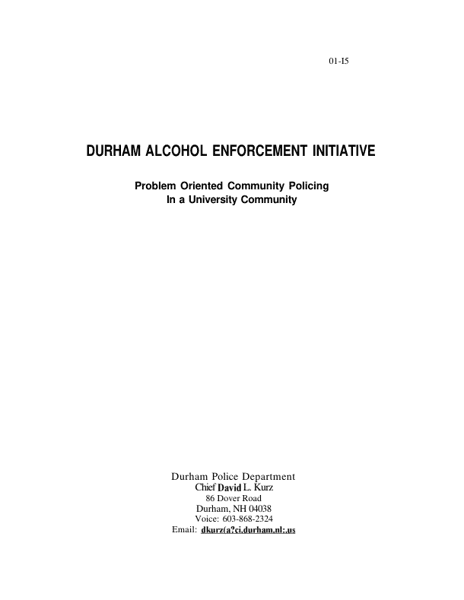 Durham Alcohol Enforcement Initiative