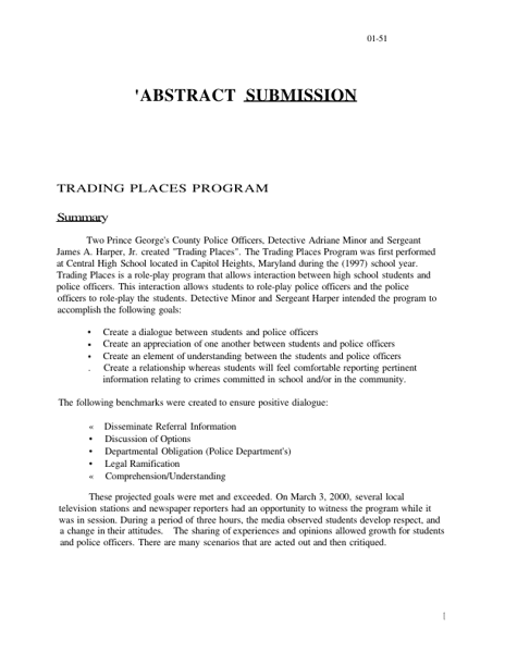 Trading Places Program
