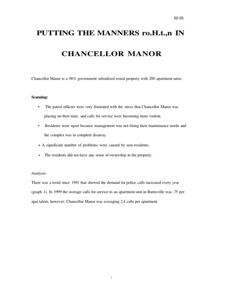 Putting the Manners Back in Chancellor Manor