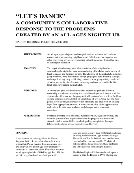 Lets Dance: A Communitys Collaborative Response to an Allages Nightclub
