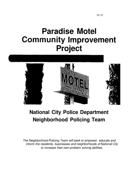 Paradise Motel Community Improvement Project