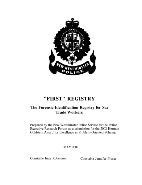 The Forensic Identification Registry for Sex Trade Workers