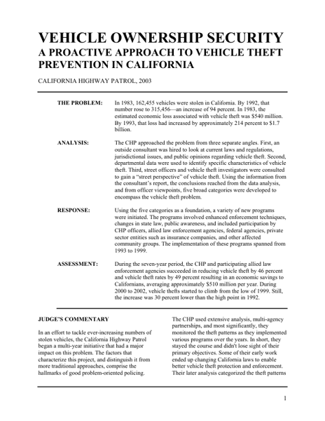 Vehicle Ownership Security
