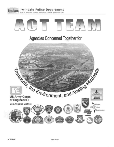 ACT TEAM: Agencies Concerned Together for Transients, the Environment, and Abating Misdeeds