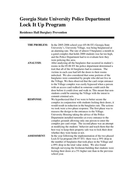 Lock it Up Program