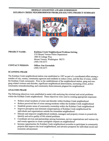 Kulshan Creek Neighborhood Problem Solving