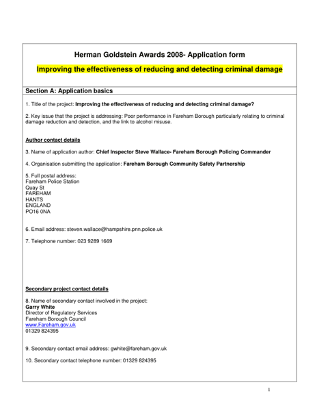 Improving the Effectiveness of Reducing and Detecting Criminal Damage