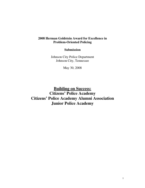 Building on Success: Citizens Police Academy, Alumni Association, and Junior Police Academy