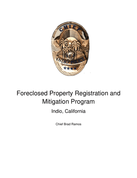 Indio Foreclosed Property Registration and Mitigation Program