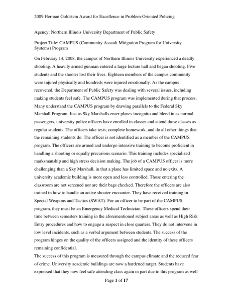 Community Assault Mitigation Program for University Systems