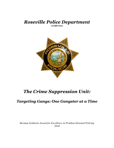 The Crime Suppression Unit: Targeting Gangs: One Gangster at a Time