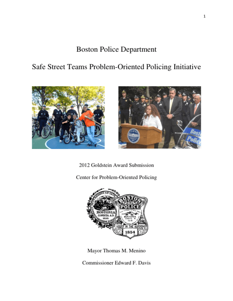 Safe Street Teams ProblemOriented Policing Initiative