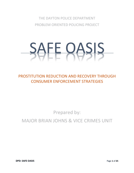 Safe Oasis:Prostitution Reduction and Recovery Through Consumer Enforcement Strategies