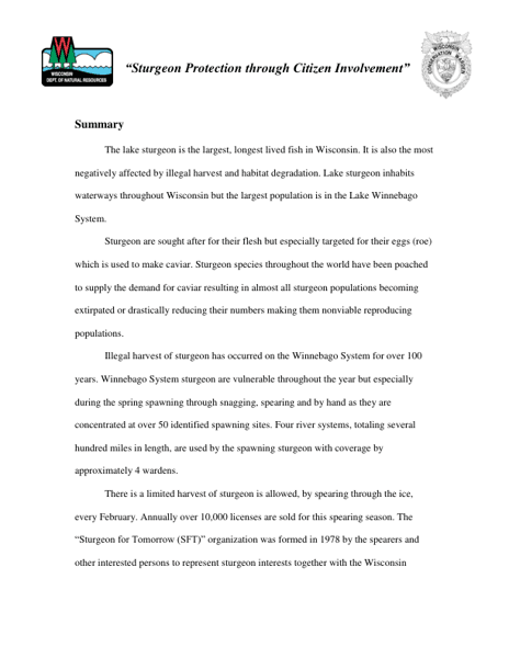 Sturgeon Protection through Citizen Involvement