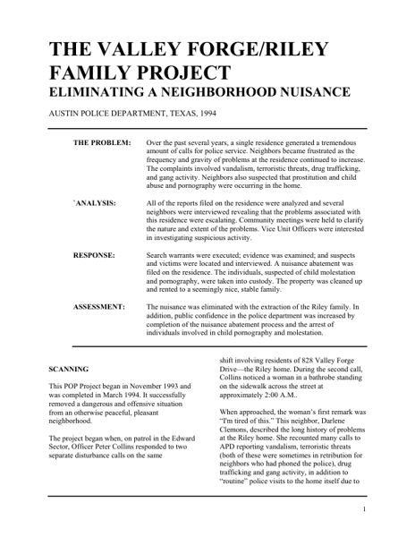 Valley Forge/Riley Family Project