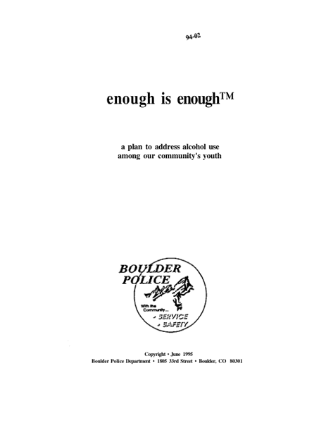 Enough Is Enough: A Plan to Address Alcohol Use Among Our Communitys Youth