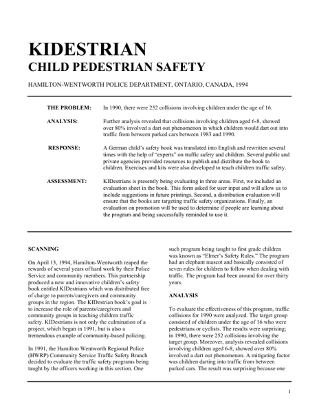 KIDestrian: Child Pedestrian Safety