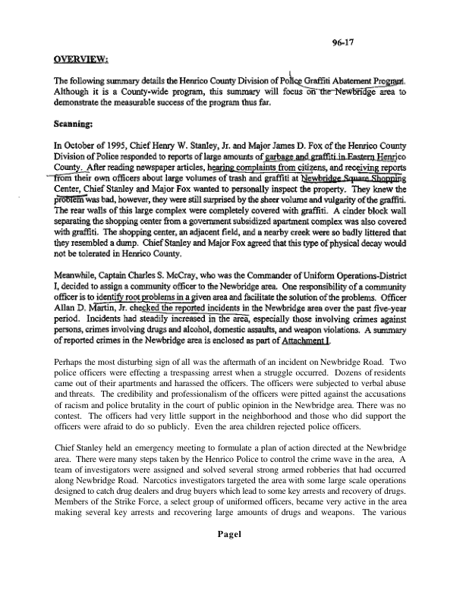 Graffiti Abatement Program: Newbridge Area
