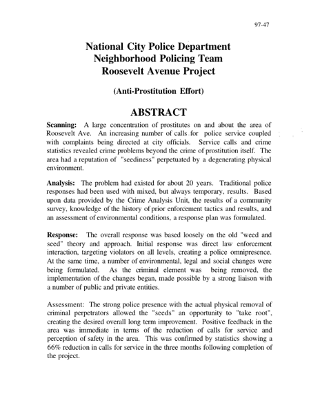 Neighborhood Policing Team: Roosevelt Avenue Project