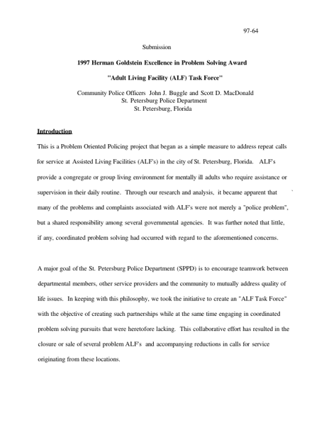 Adult Living Facility Task Force