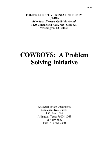 Cowboys: A Problem Solving Initiative