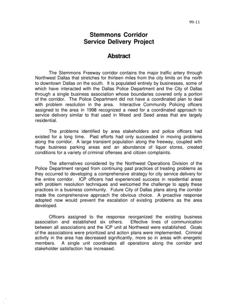 Stemmons Corridor Service Delivery Project