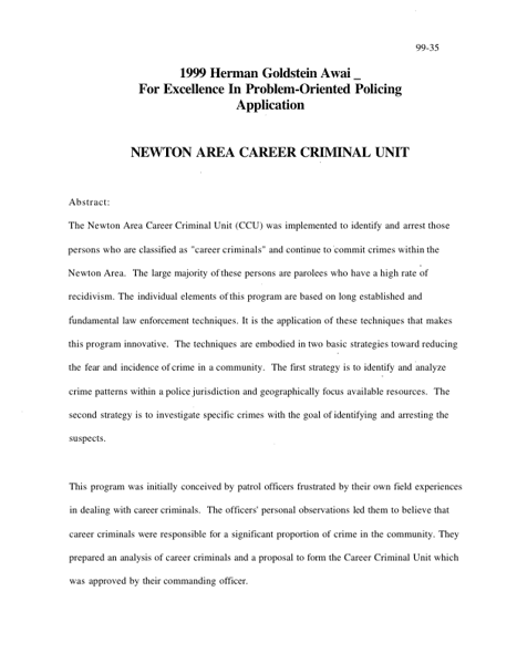 Newton Area Career Criminal Unit